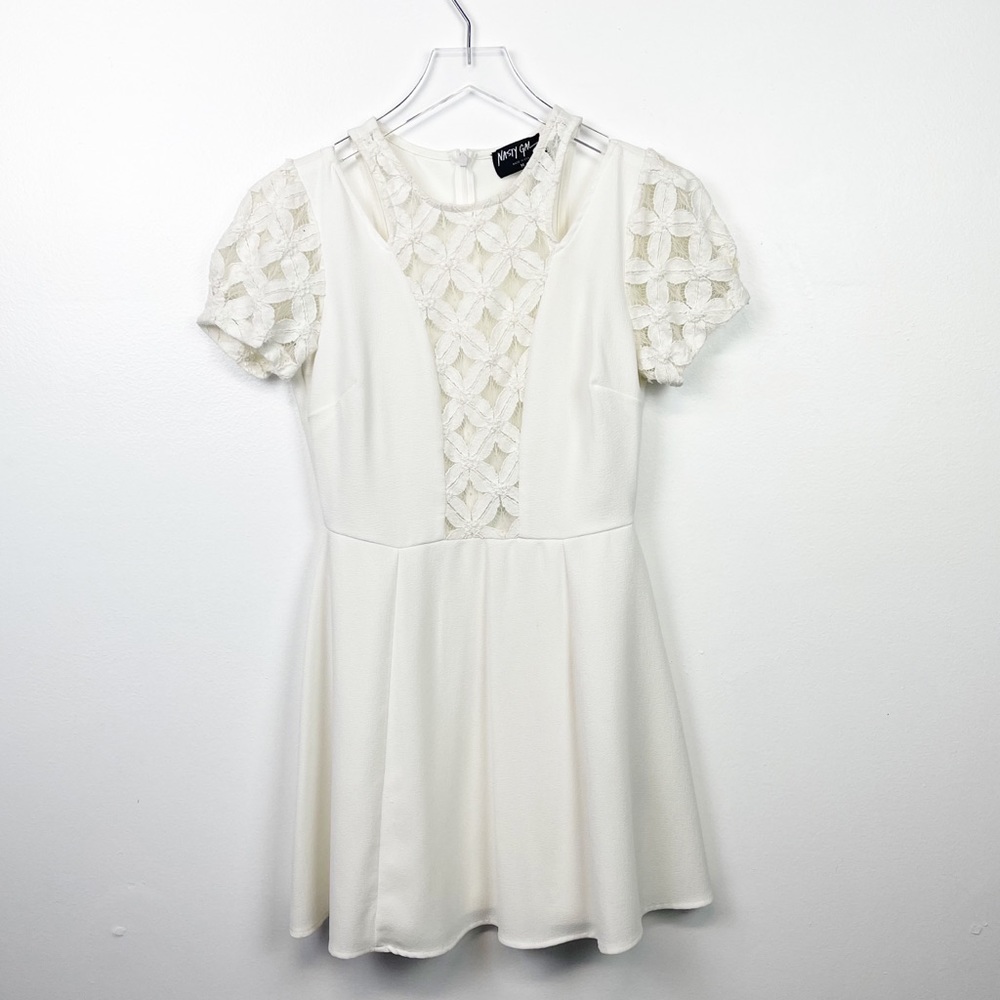 Nasty Gal Cut Out White Lace Mini Dress